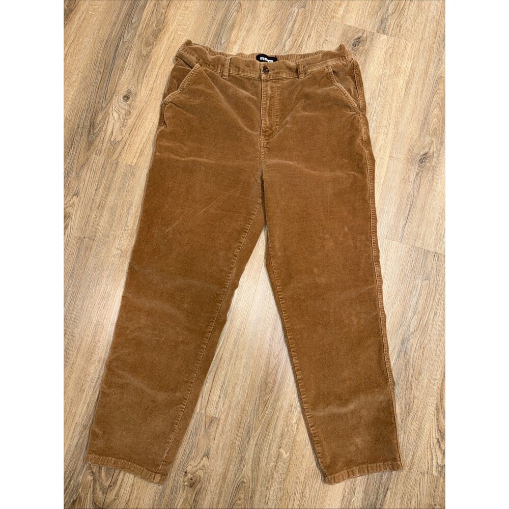 RSQ Corduroy Pants Womens Size L Brown Manhattan High Rise Elastic Waistband